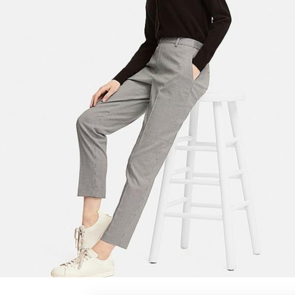 UNIQLO WOMENS EZY ANKLE-LENGTH PANTS GRAY MEDIUM